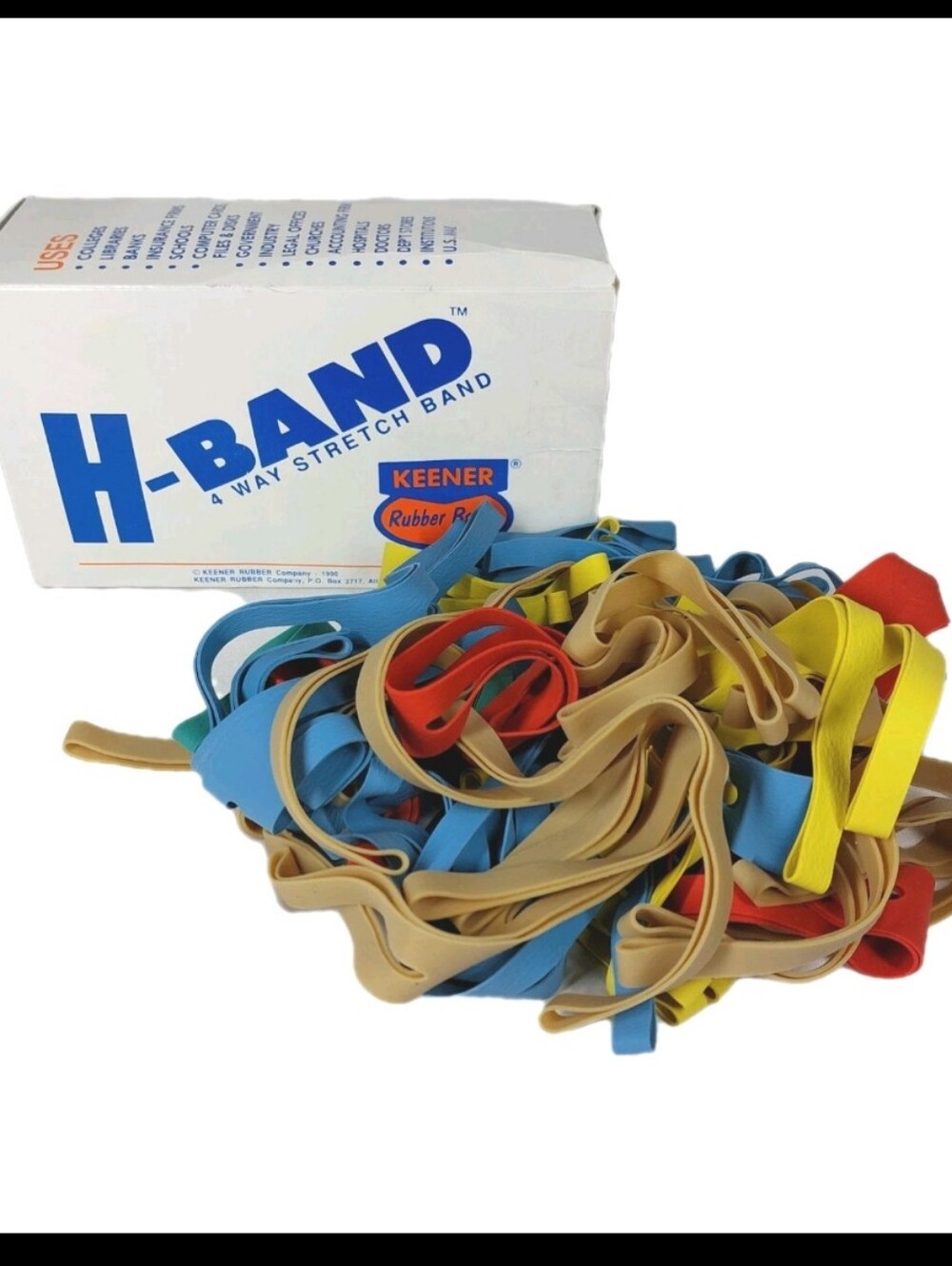 Vintage Keener H Style Rubber Bands 7.5" L Lot Of 29 With Original Box USA